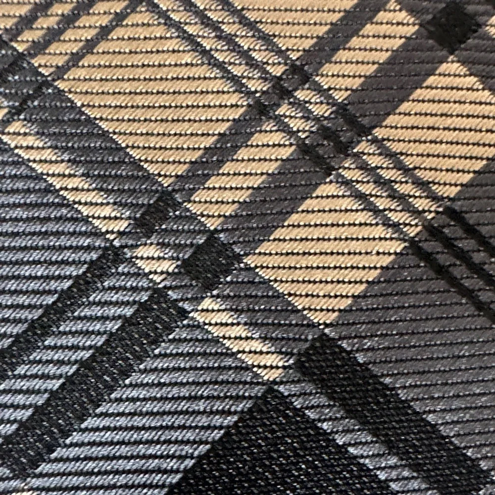 Alfani gold and black plaid tie with tie clip